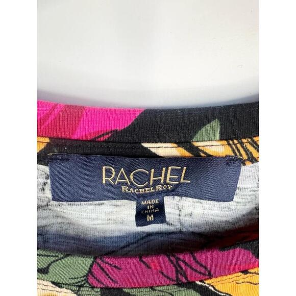 RACHEL Rachel Roy Floral Print Short Sleeve Top Size M Puff Sleeve - Picture 7 of 11